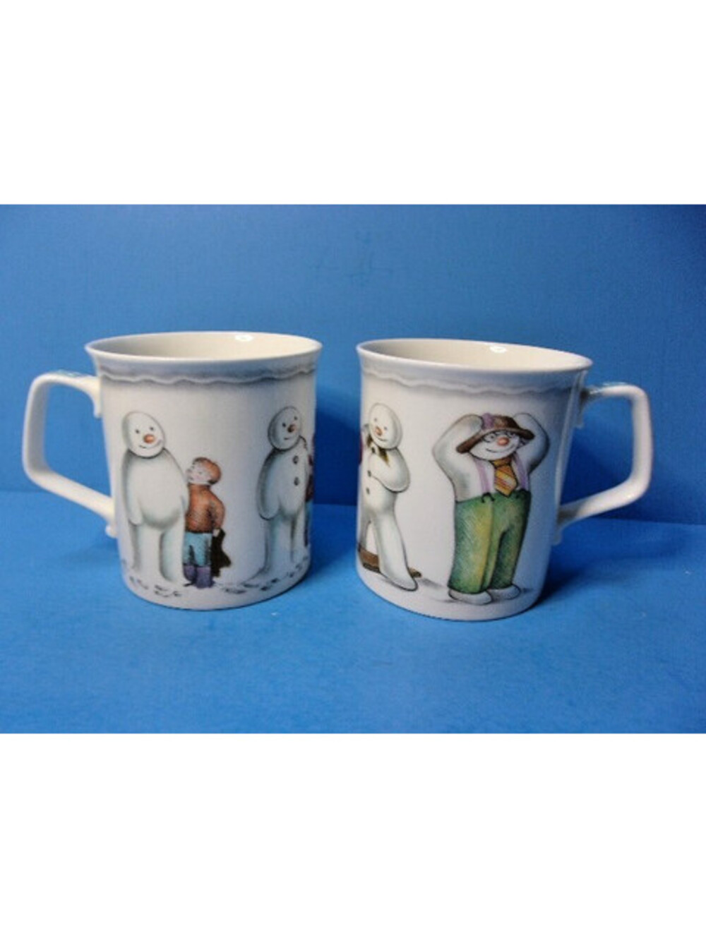 Vtg 1985 Royal Doulton Mugs Building the Snowman & Playful Snowman Bone China